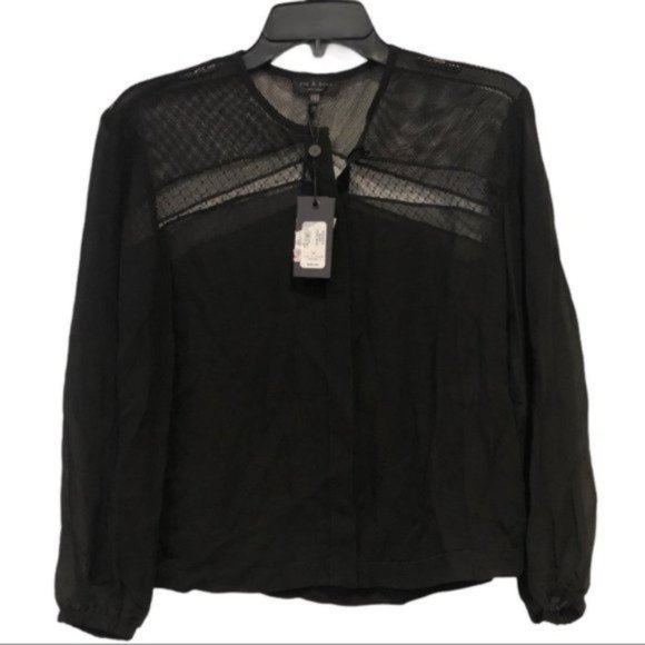 RAG & BONE Tommi Sheer Silk Dobby Shirt in Black - NWT - Size XXS - Picture 8 of 8